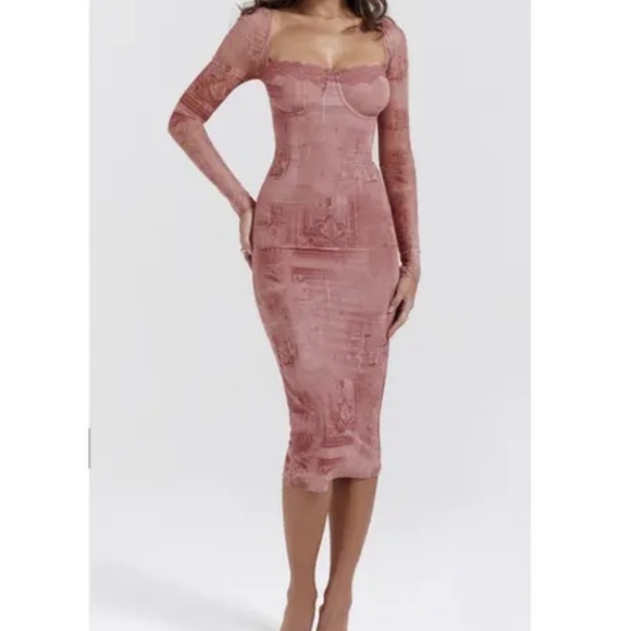 TOXIC ENVY  “Daisy" Long Sleeve Printed Midi Dress - Picture 4 of 13